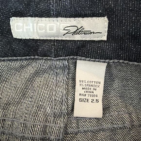 Chico’s Large 14 Blue Women’s Denim Jeans Rhinestones platinum 80's sandra crop - Picture 7 of 13